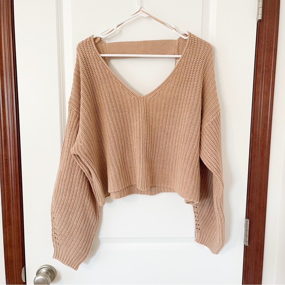 Urban Outfitters Beige V-Neck Sweater